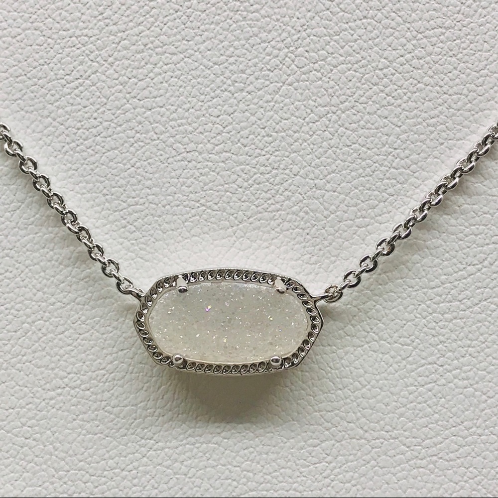 KendraScott Elisa WhiteDrusy silver tone necklace - Picture 2 of 5